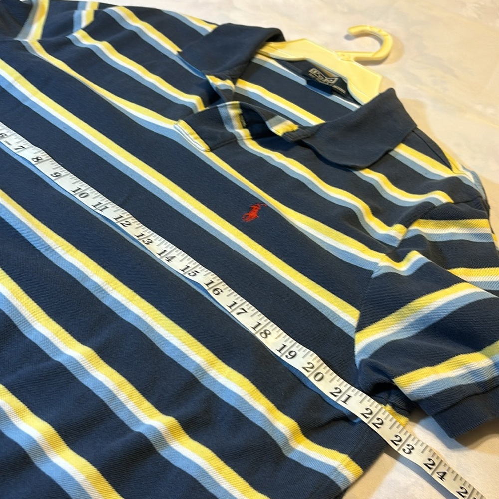 Polo Ralph Lauren Custom Fit Blue Stripe Cotton Polo Shirt Size XXL - Picture 11 of 12